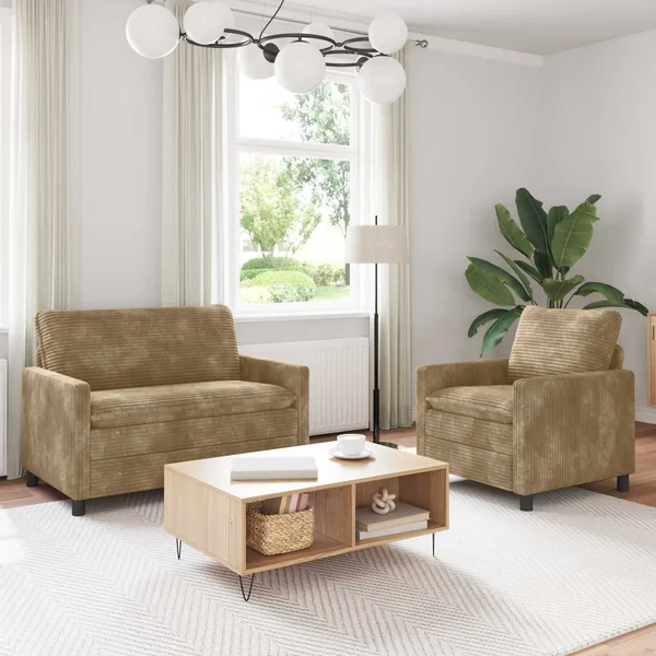 Ensemble de Canapés 2 pcs Taupe Polyester