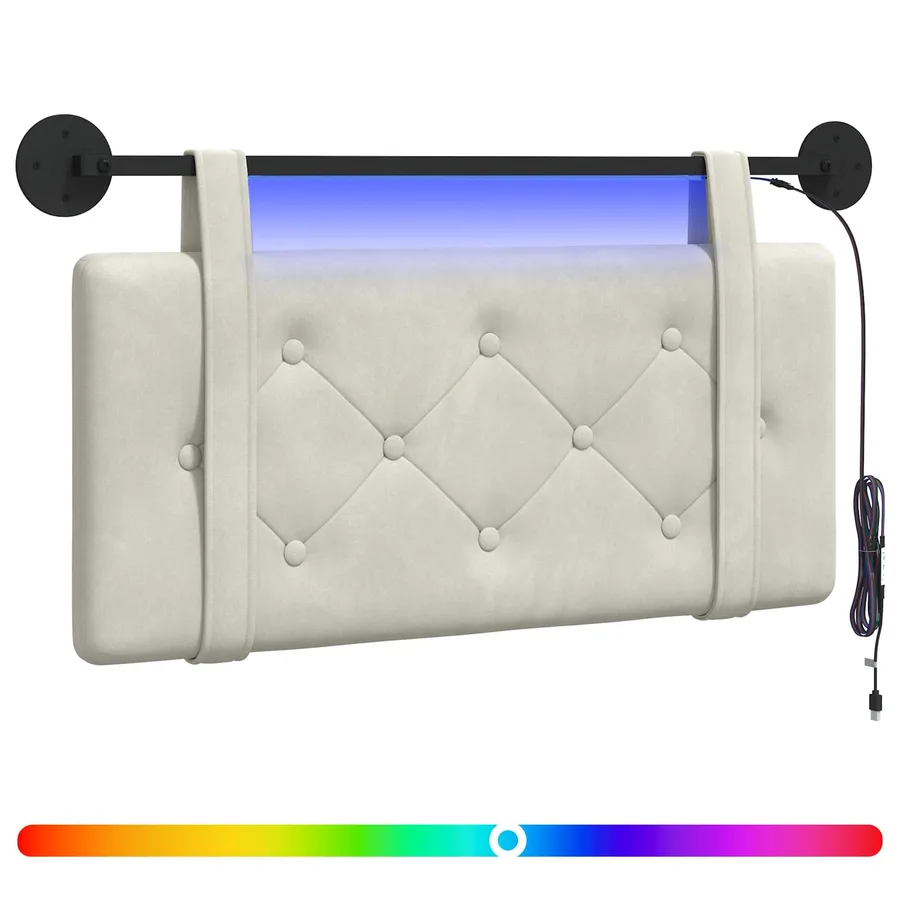 Tête de lit suspendue Avec lumière LED Crème Velours - 2