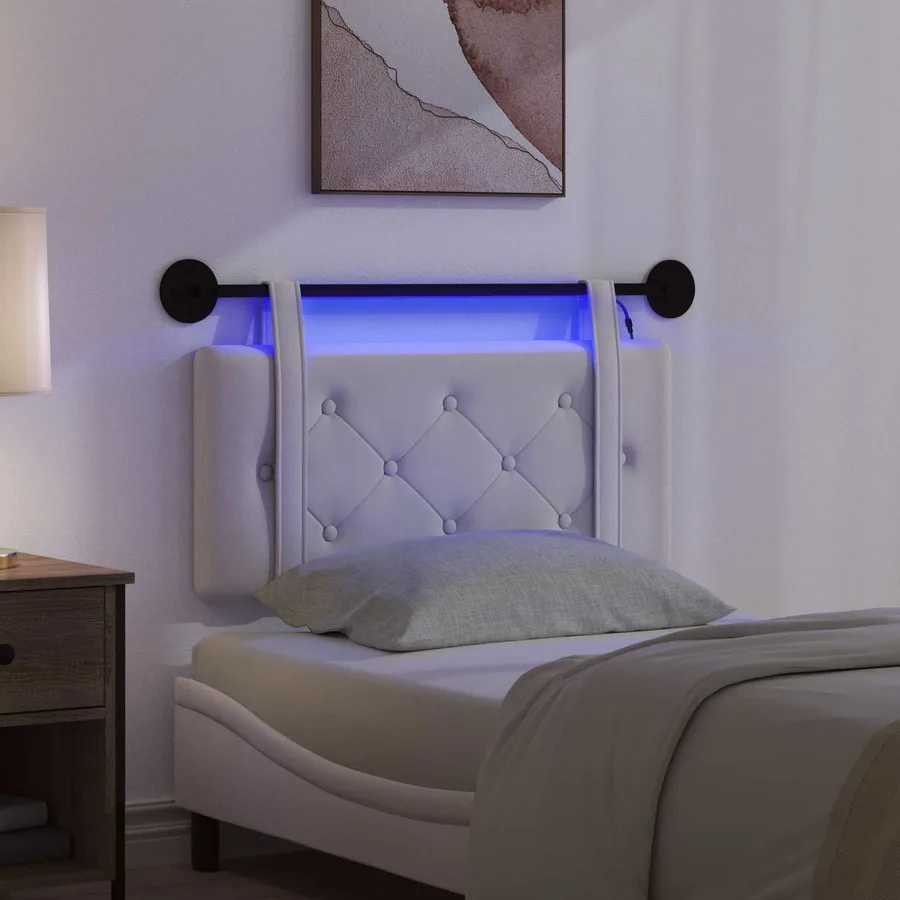 Tête de lit suspendue Avec lumière LED Crème Velours - 5