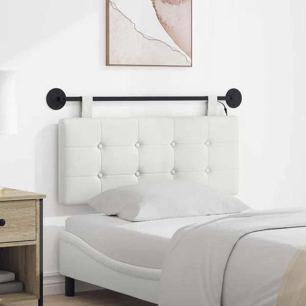 Tête de lit suspendue Avec lumière LED Blanc Simili cuir
