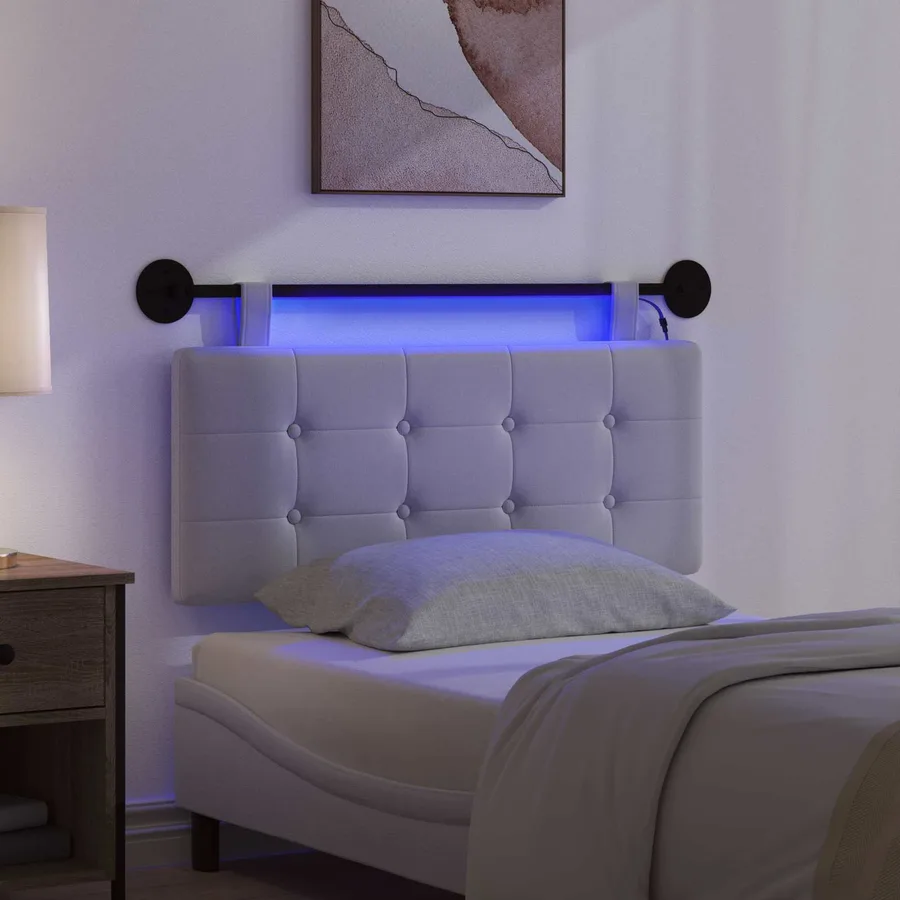 Tête de lit suspendue Avec lumière LED Blanc Tissu - 5