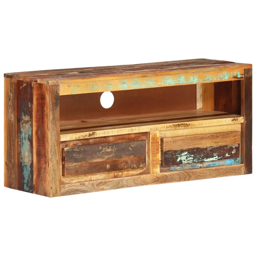 Meuble TV 88x30x40 cm Bois massif de récupération - 6