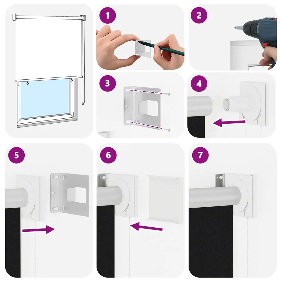 Store roulant extérieur protection UV Noir 165 x 140 cm (L x H) - 9