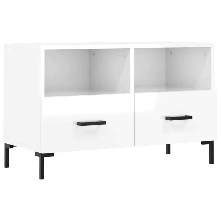 Meuble TV Blanc brillant 80x36x50 cm Bois d'ingénierie - 2