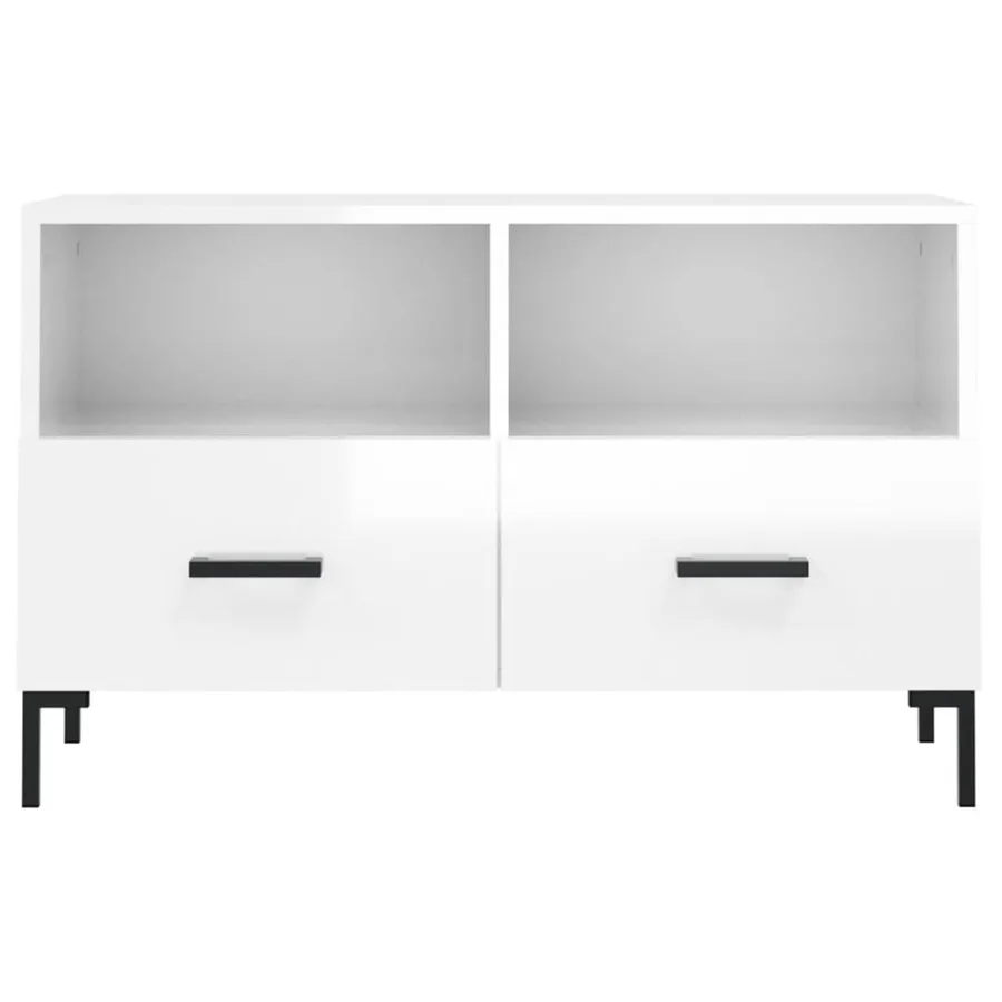 Meuble TV Blanc brillant 80x36x50 cm Bois d'ingénierie - 5