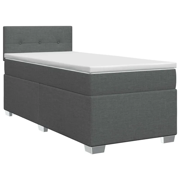 Lit boxspring avec matelas Gris foncé 90 x 190 cm Tissu