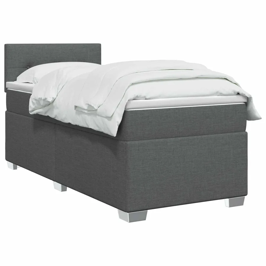 Lit boxspring avec matelas Gris foncé 90 x 190 cm Tissu - 2