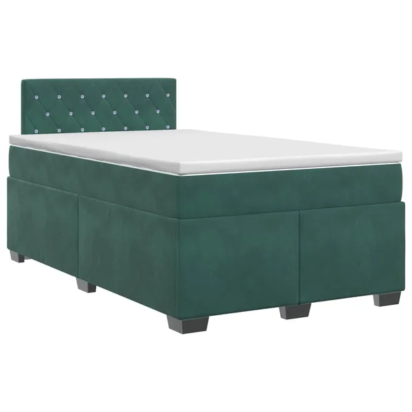 Lit boxspring avec matelas Vert foncé 120 x 200 cm Velours