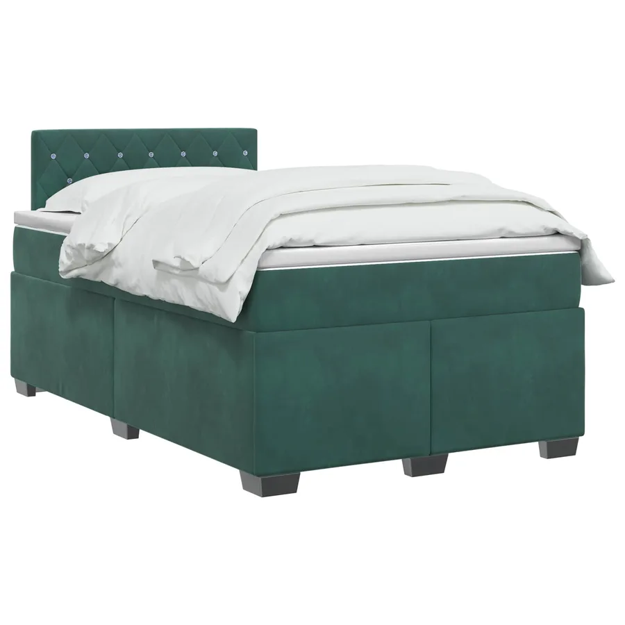Lit boxspring avec matelas Vert foncé 120 x 200 cm Velours - 2