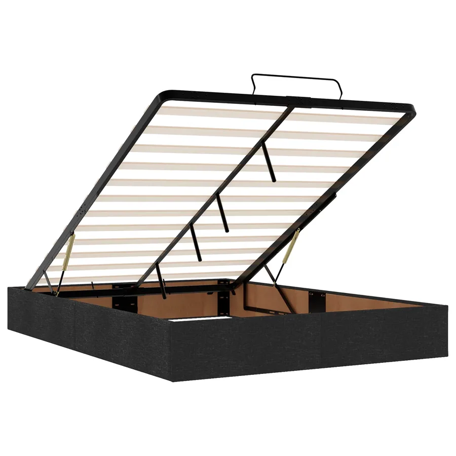 Lit ottoman avec matelas Noir 140 x 190 cm Tissu - 4