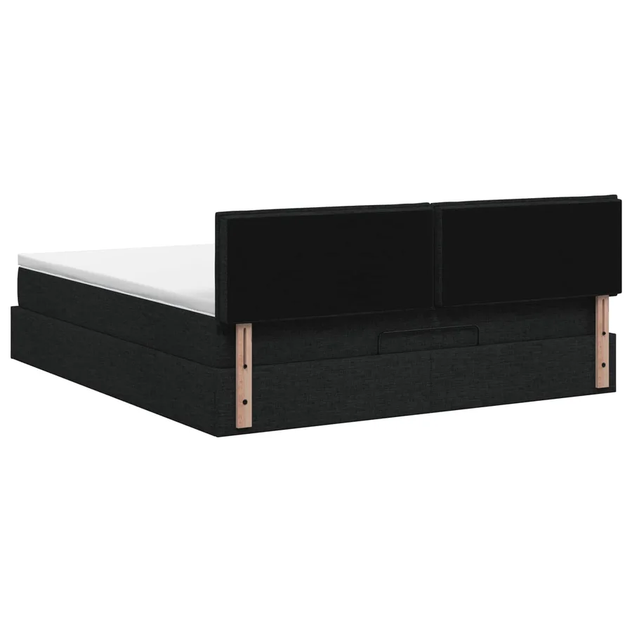 Lit ottoman avec matelas Noir 140 x 190 cm Tissu - 8