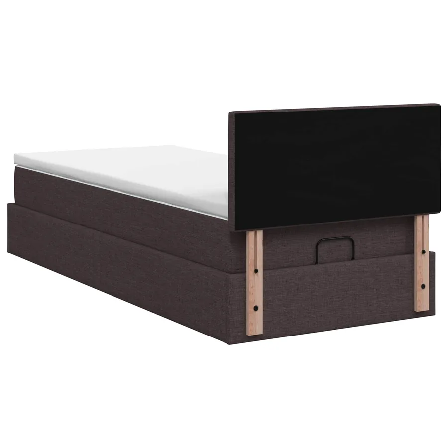 Lit ottoman avec matelas Marron foncé 100 x 200 cm Tissu - 8