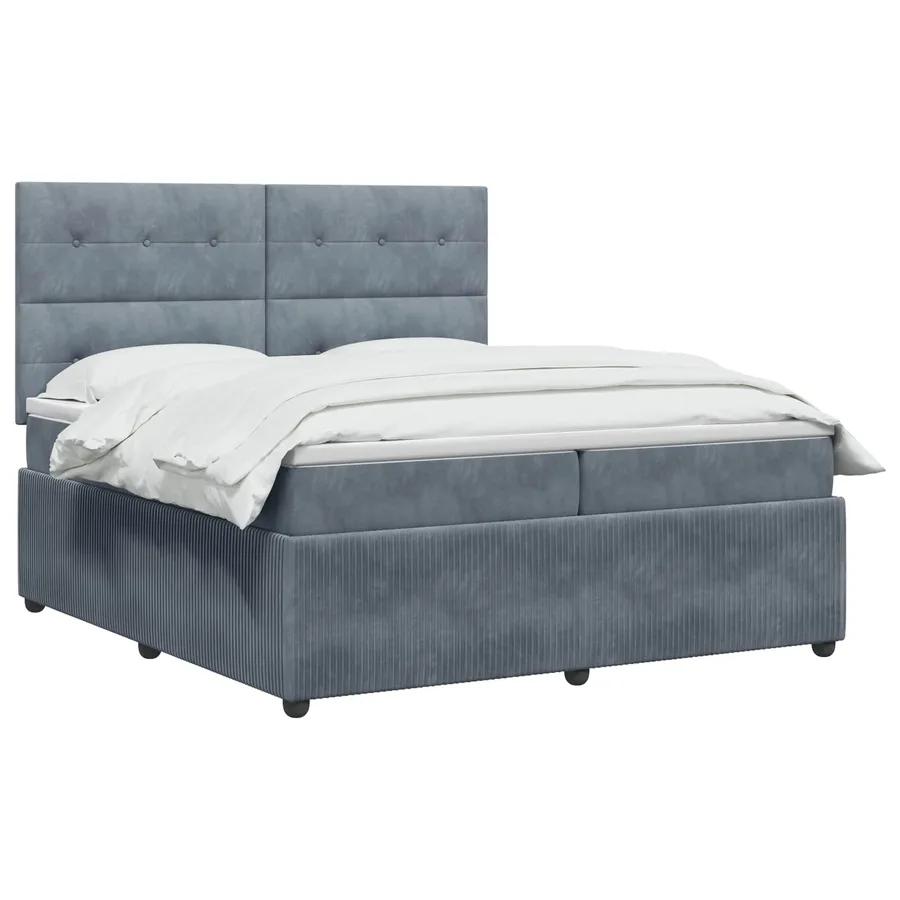 Lit boxspring LED avec matelas Gris foncé 200 x 200 cm Velours - 2