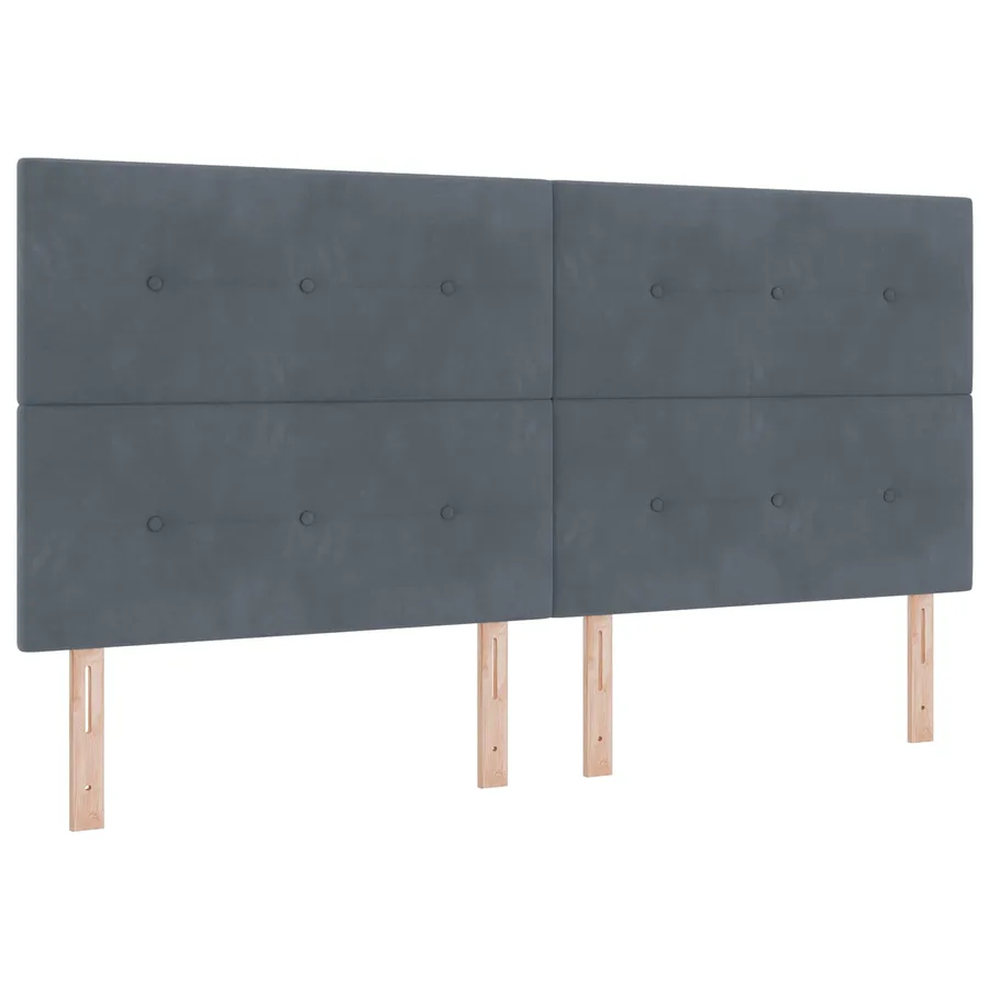 Lit boxspring LED avec matelas Gris foncé 200 x 200 cm Velours - 3