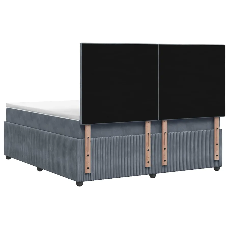 Lit boxspring LED avec matelas Gris foncé 200 x 200 cm Velours - 7