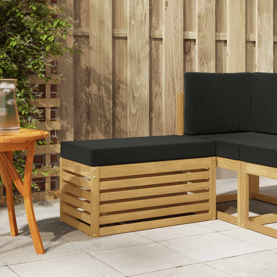 Banc de Jardin Blanc 80 x 43 x 45 cm Bois d'Acacia Massif
