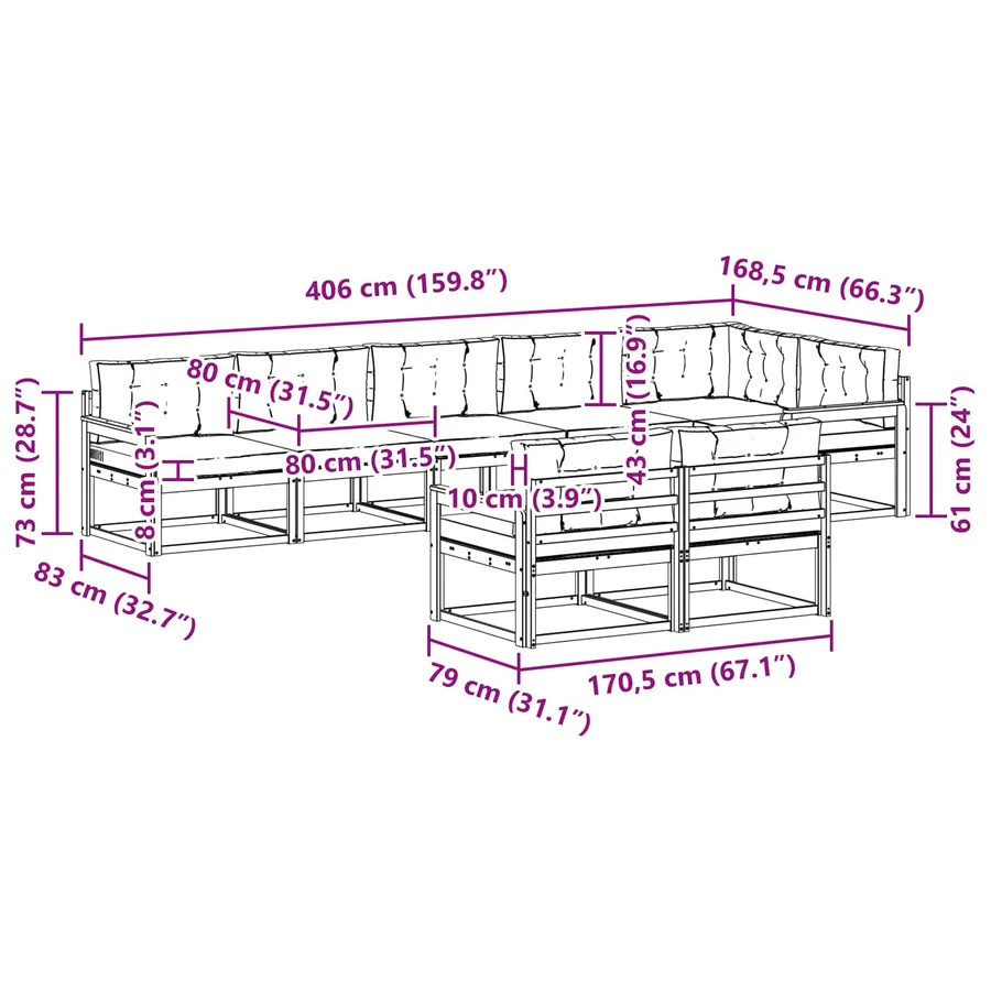 Ensemble de canapés d'extérieur 6 pc Blanc et gris clair - 8