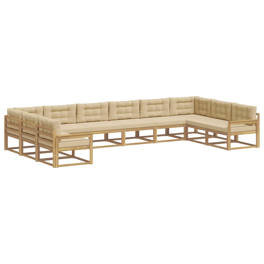 Ensemble de canapés d'extérieur 10 pcs Blanc et Beige - 2