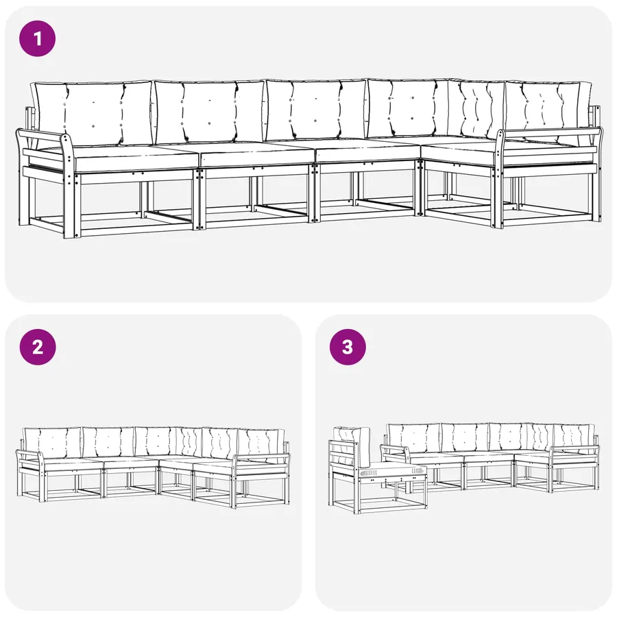 Ensemble de canapés d'extérieur 4 pcs Blanc et gris clair - 7