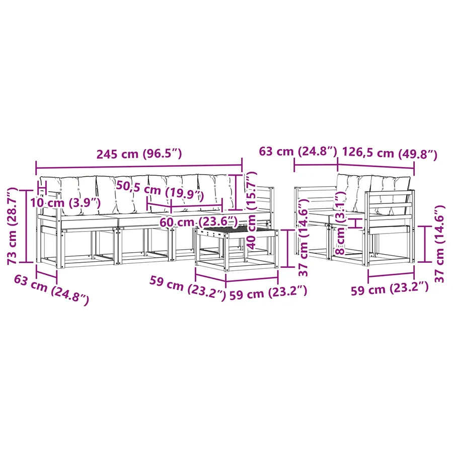 Ensemble de canapés d'extérieur 7 pcs Blanc et crème - 8