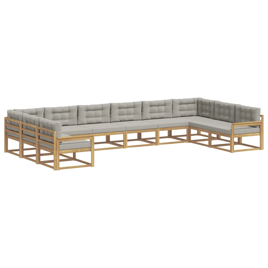 Ensemble de canapés d'extérieur 10 pcs Blanc et gris clair - 2