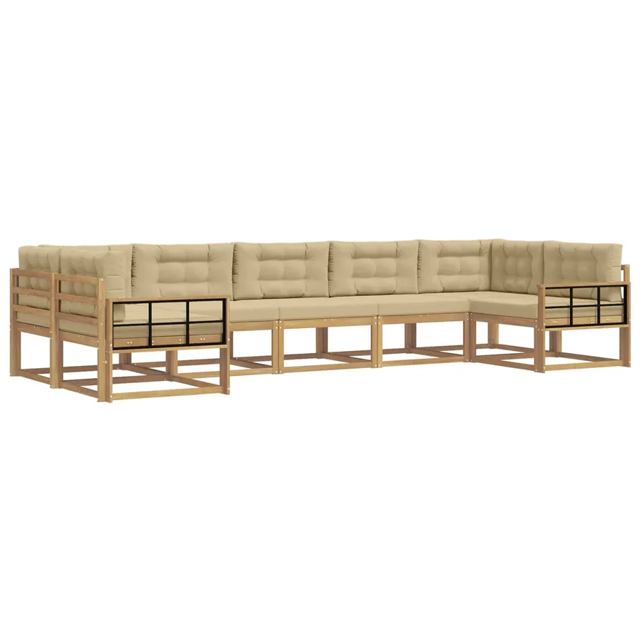 Ensemble de canapés d'extérieur 7 pcs Blanc et Beige - 2
