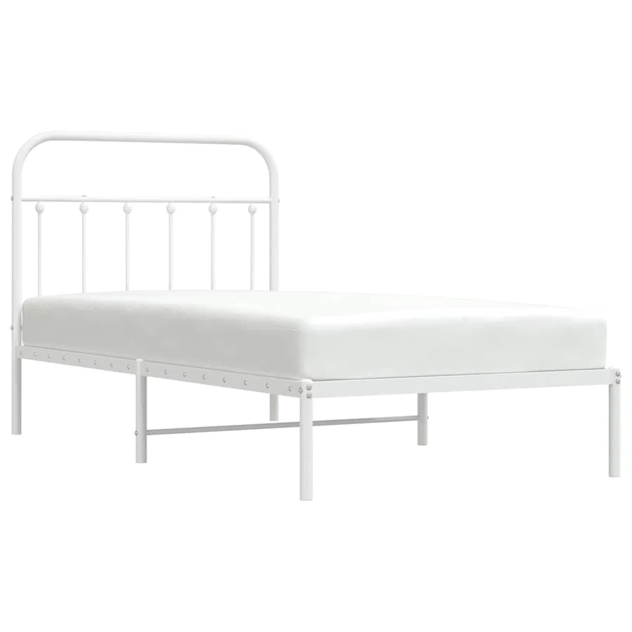Cadre de lit métal sans matelas et tête de lit blanc 100x190 cm - 6
