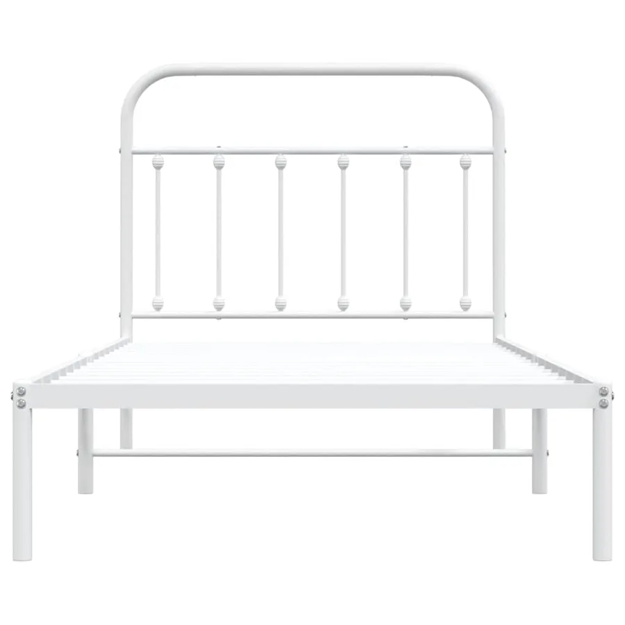Cadre de lit métal sans matelas et tête de lit blanc 100x190 cm - 7