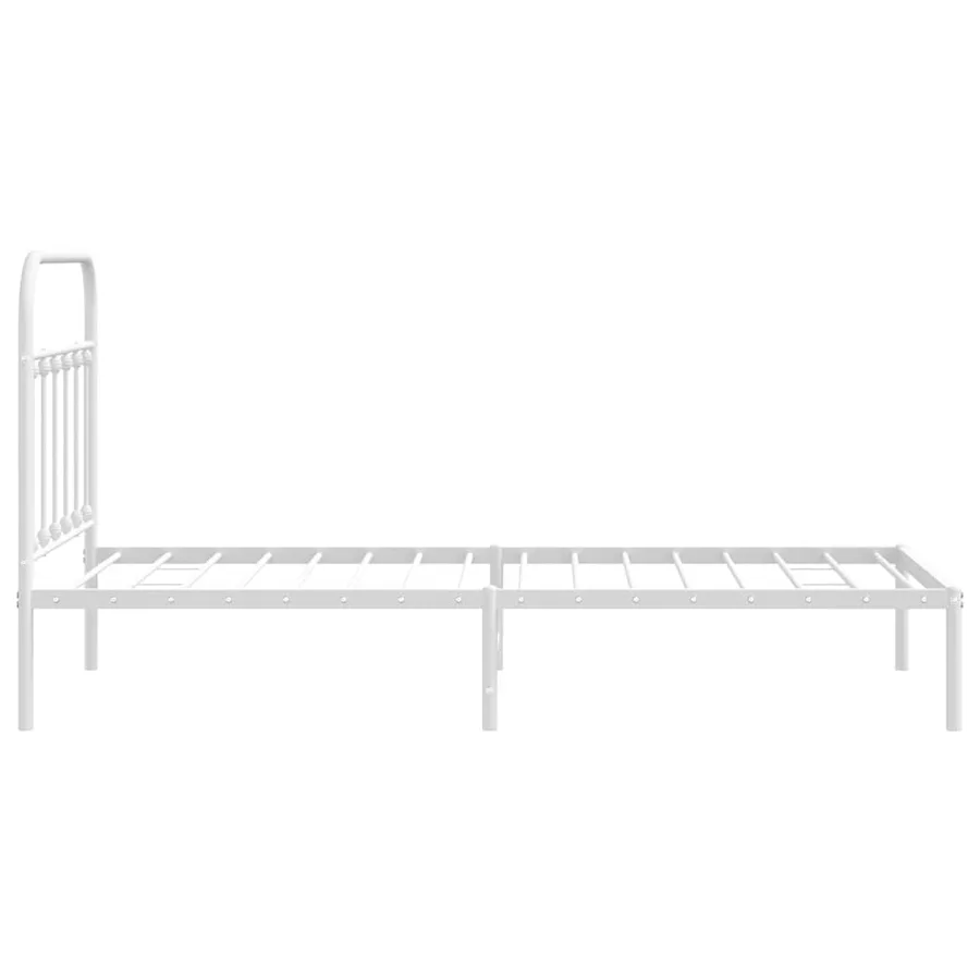 Cadre de lit métal sans matelas et tête de lit blanc 100x190 cm - 8