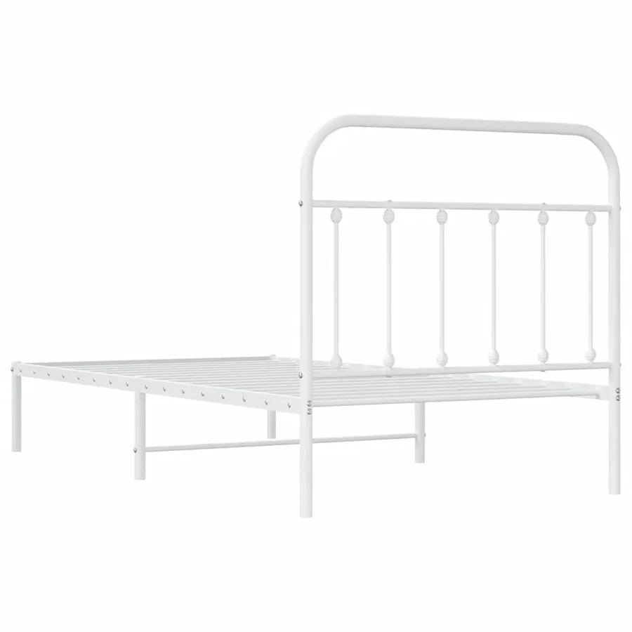 Cadre de lit métal sans matelas et tête de lit blanc 100x190 cm - 9