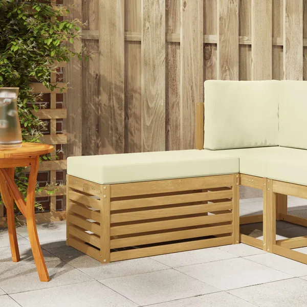 Banc de Jardin Blanc 80 x 43 x 45 cm Bois d'Acacia Massif