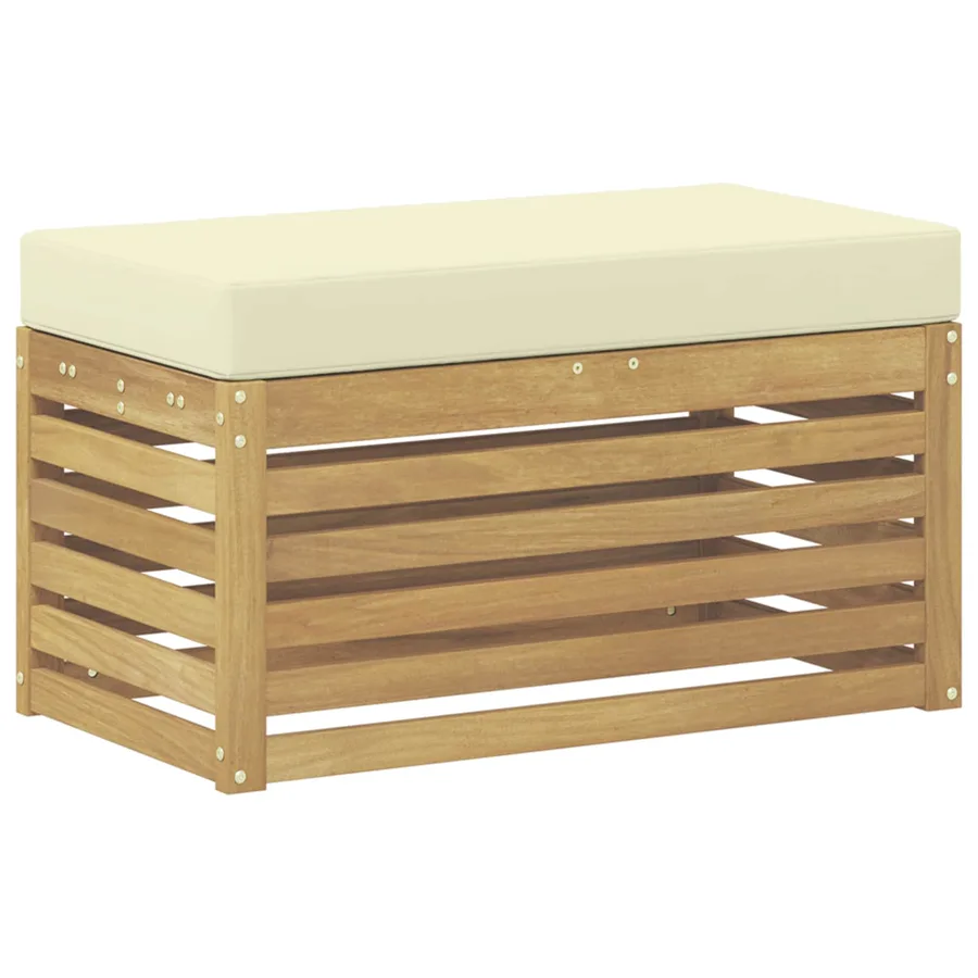 Banc de Jardin Blanc 80 x 43 x 45 cm Bois d'Acacia Massif - 2