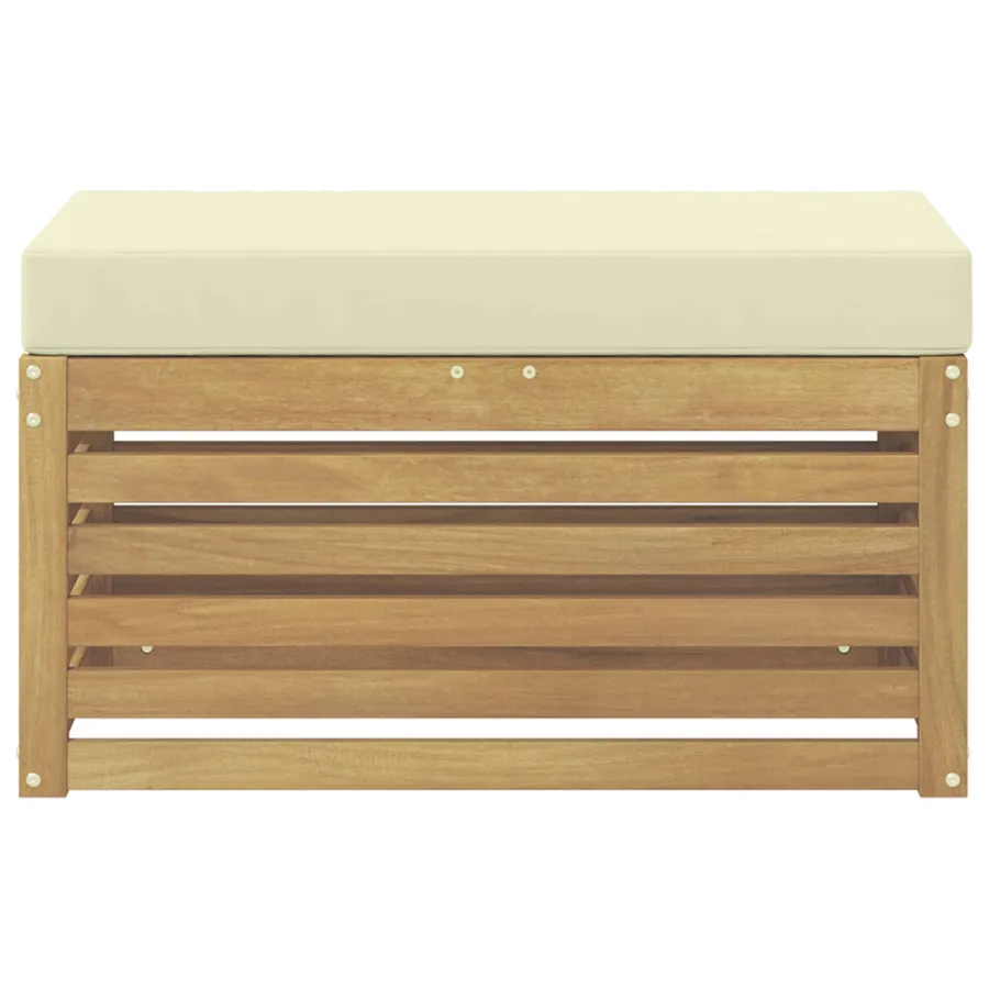 Banc de Jardin Blanc 80 x 43 x 45 cm Bois d'Acacia Massif - 3