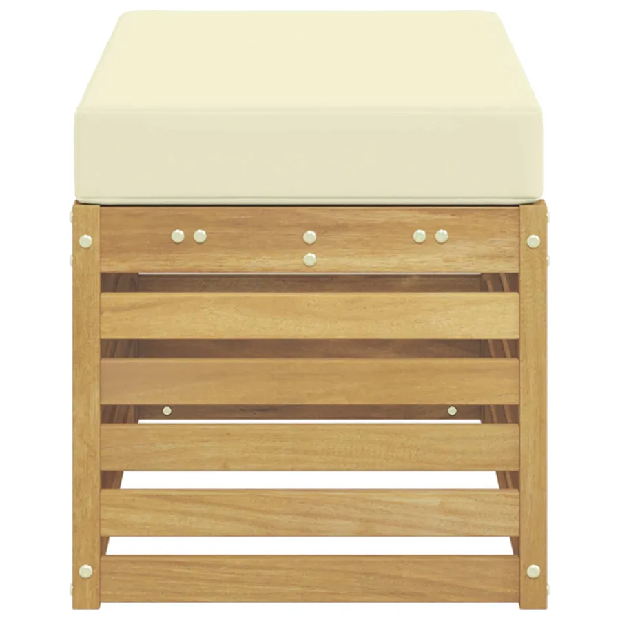 Banc de Jardin Blanc 80 x 43 x 45 cm Bois d'Acacia Massif - 4