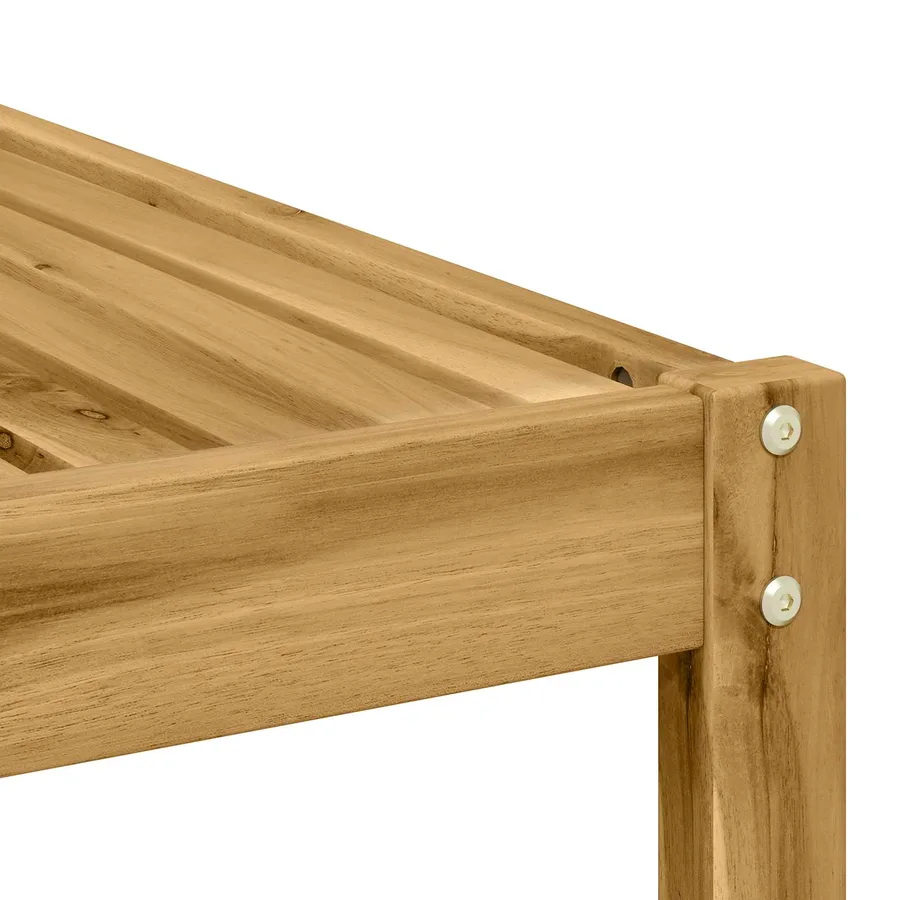 Table de jardin Bois d'Acacia Massif Blanc 59 x 59 x 37 cm - 5