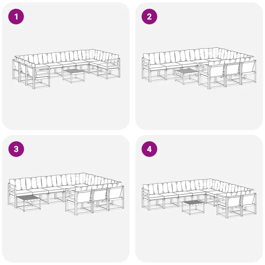 Ensemble de canapés d'extérieur 11 pcs Blanc et crème - 9