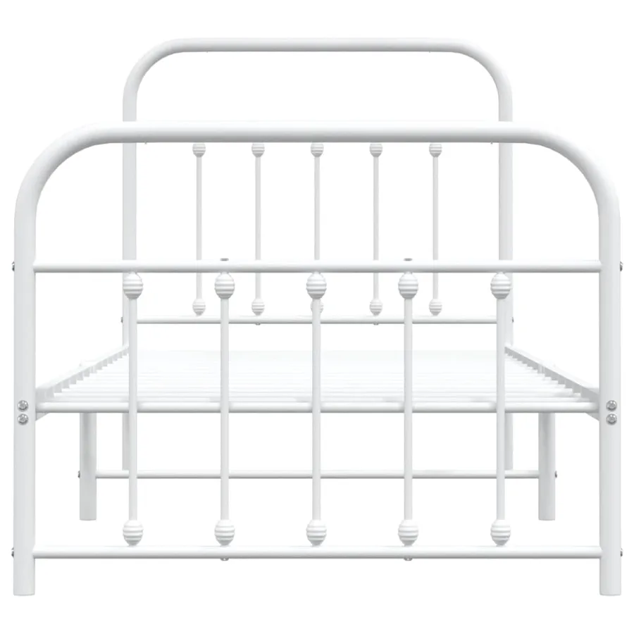 Cadre de lit métal sans matelas avec pied de lit blanc 90x190cm - 6