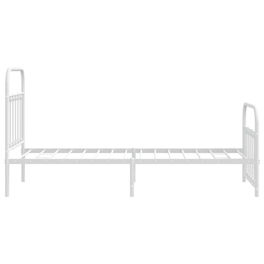 Cadre de lit métal sans matelas avec pied de lit blanc 90x190cm - 7