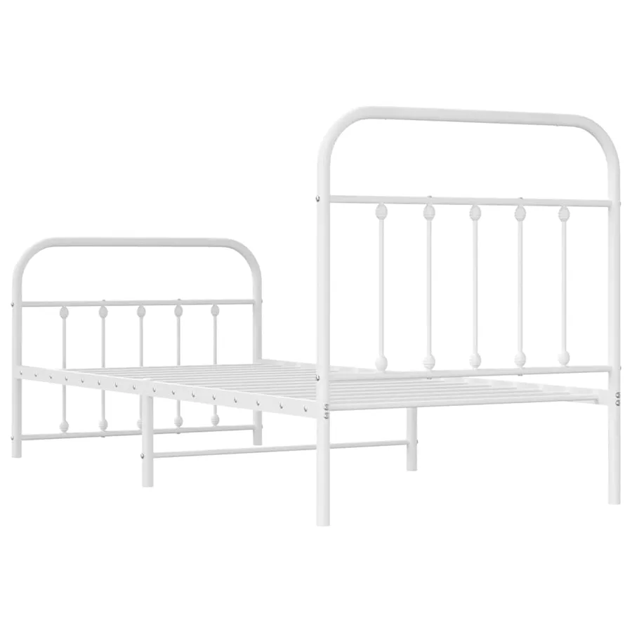 Cadre de lit métal sans matelas avec pied de lit blanc 90x190cm - 8