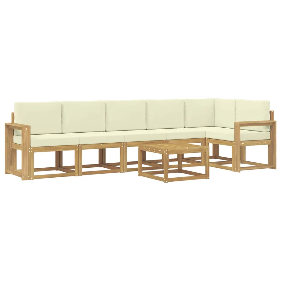 Ensemble de canapés d'extérieur 7 pcs Blanc et crème Polyester - 2