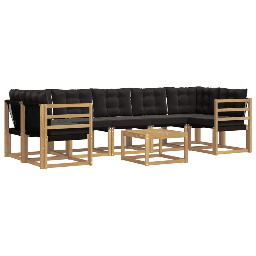 Ensemble de canapés d'extérieur 8 pcs Blanc et noir - 2