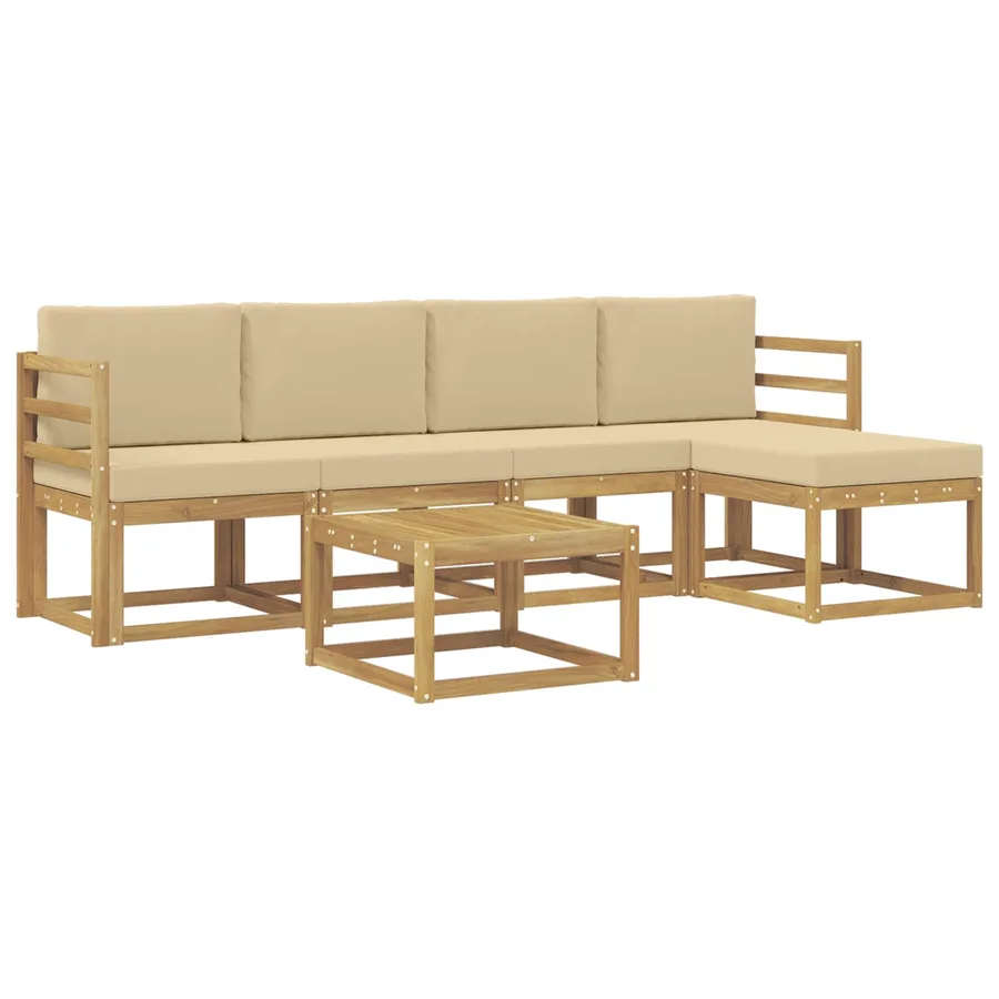 Ensemble de canapés d'extérieur 6 pcs Blanc et Beige - 2