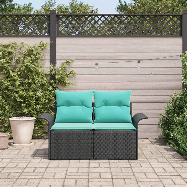 Canapé de jardin avec coussin 141 x 62 x 69 cm polyrotin