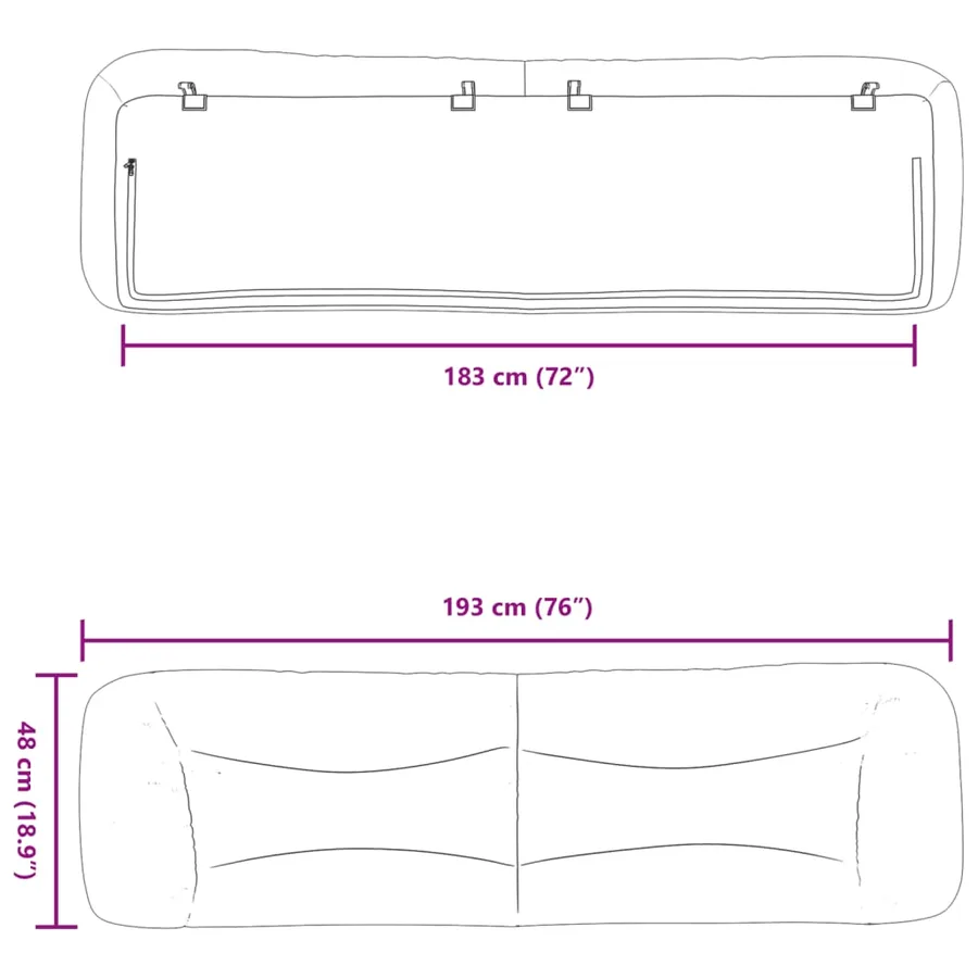 Coussin de tête de lit Hvar gris clair 183 cm tissu - 10