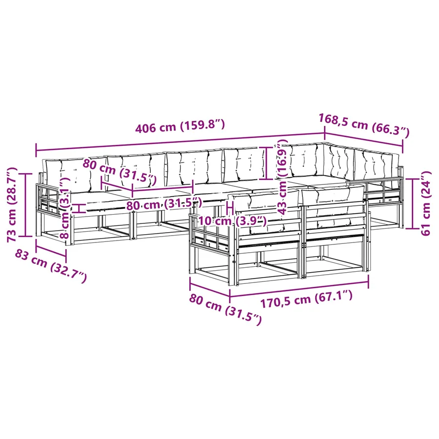Ensemble de canapés d'extérieur 6 pc Blanc et anthracite - 8