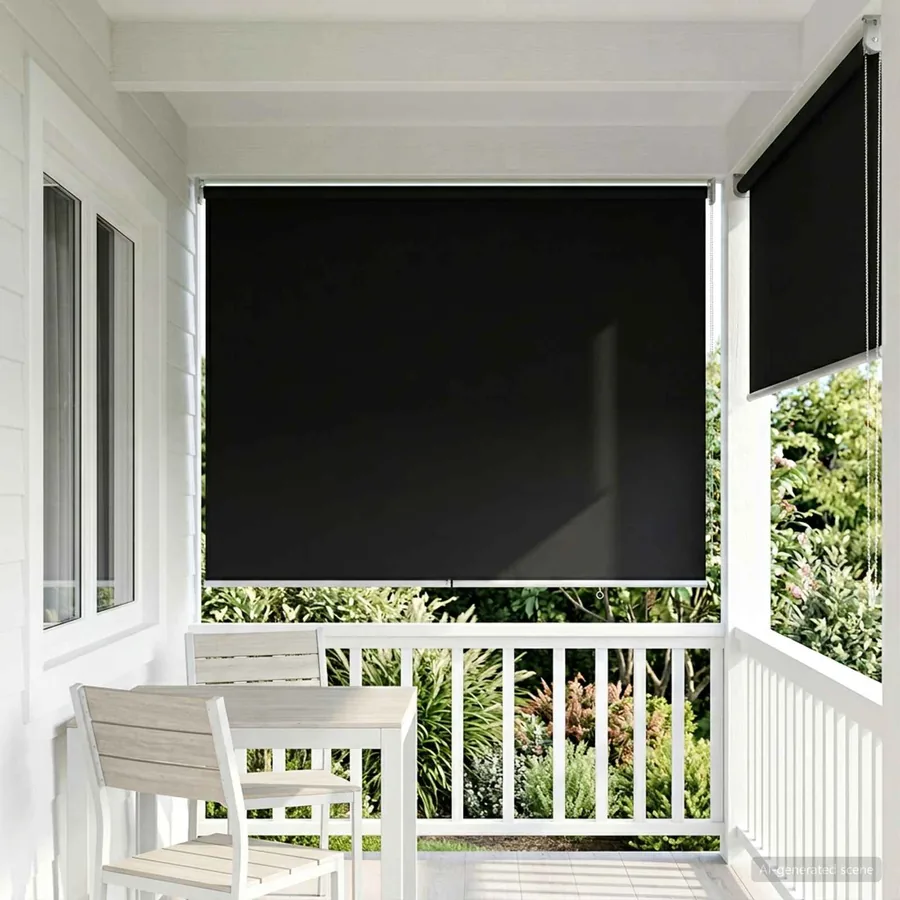 Store roulant extérieur protection UV Noir 105 x 230 cm (L x H)