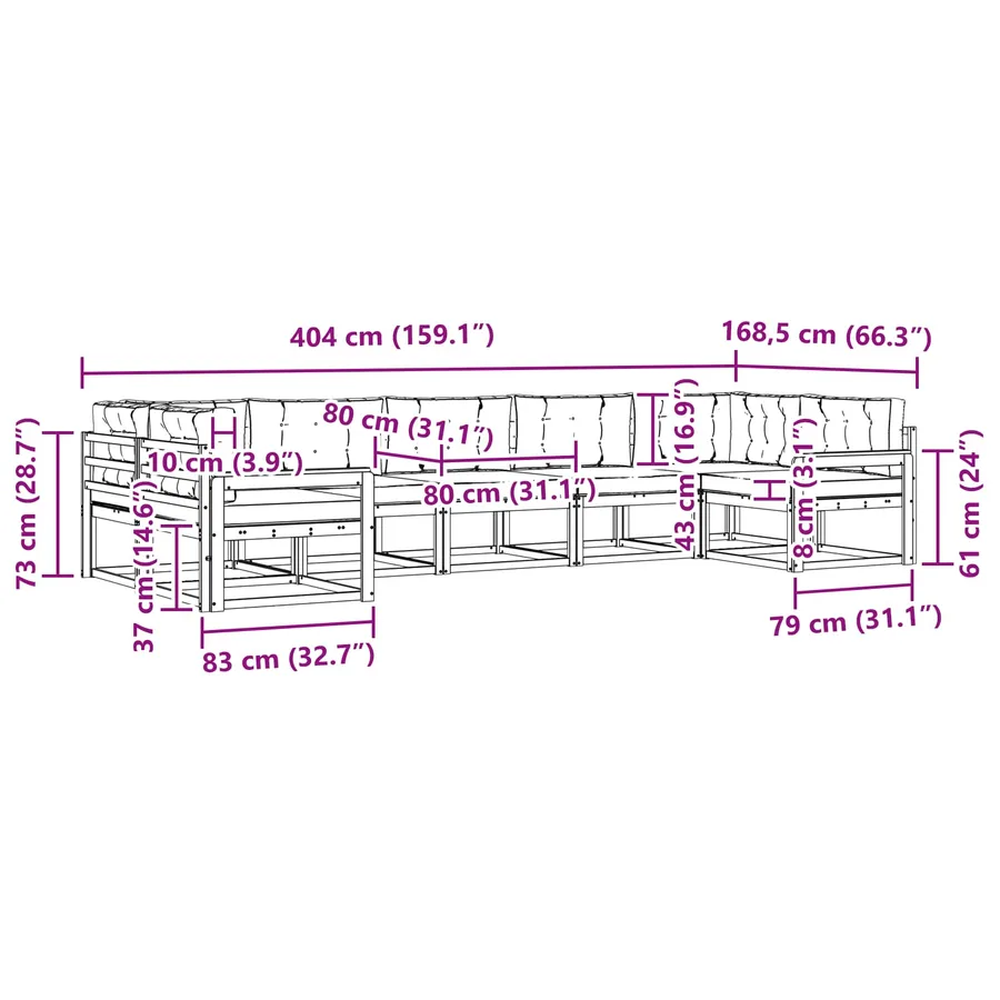 Ensemble de canapés d'extérieur 7 pcs Blanc et anthracite - 7