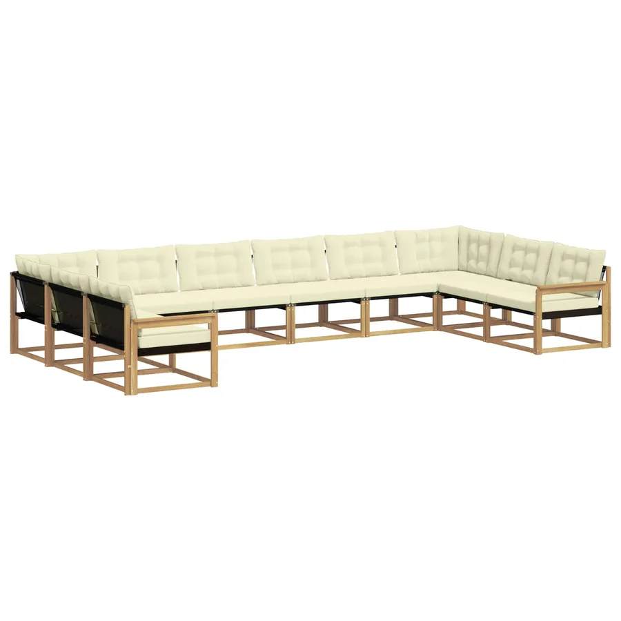 Ensemble de canapés d'extérieur 10 pcs Blanc et crème - 2