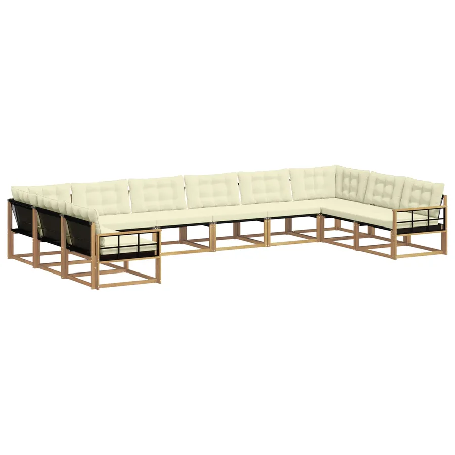 Ensemble de canapés d'extérieur 10 pcs Blanc et crème - 2