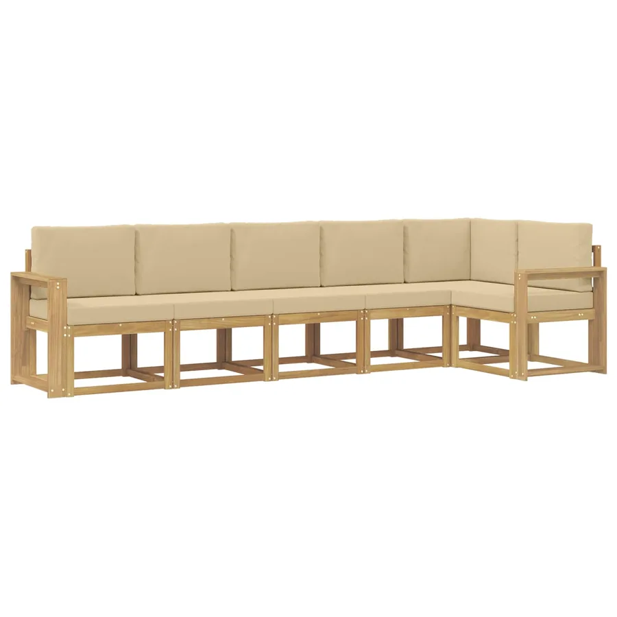 Ensemble de canapés d'extérieur 6 pcs Blanc et Beige Polyester - 2